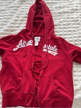 Vintage Aéropostale Red Hooded Zip-Up Sweatshirt